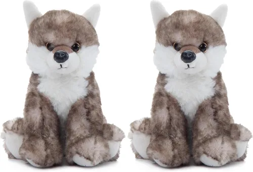 Vista 9 de The Petting Zoo Peluche de lobo de madera, regalos para niños, animales salvajes de Onez Babiez, juguete de peluche de lobo de 6 pulgadas