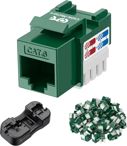 Vista 12 de [Con certificado UL] Paquete de 25 enchufes Keystone de presión Cable Matters Cat6 RJ45, Negro
