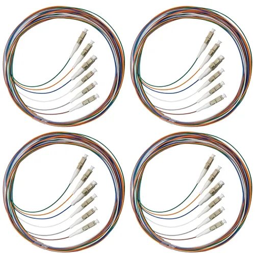 Vista 24 de 6 hilos multimodo OM1 62.5/125 ST-UPC fibra coleta, ST OM1 fibra óptica coleta, incluye 6 mangas de protección de fibra óptica de empalme de fusión