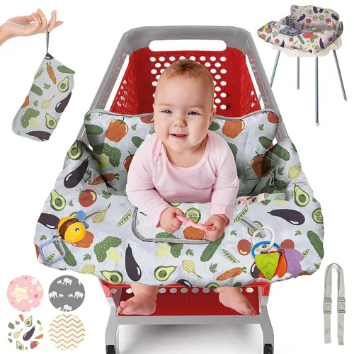 Vista 14 de PILLANI Asiento de carrito de compras para bebé, funda de silla alta para asiento de restaurante - Funda de carrito de comestibles para bebé niña