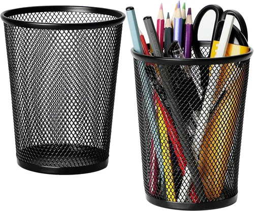 Vista 8 de MaxGear Soporte para bolígrafos, paquete de 3 soportes para lápices para escritorio, organizador de escritorio de metal de malla premium