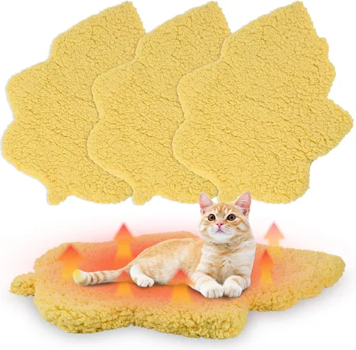 Vista 8 de Paquete de 3 camas autocalentables para mascotas con forma de hoja, autocalentable, tapete térmico lavable para erizo, conejo, planeador de azúcar