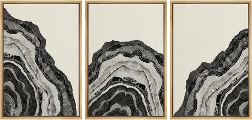 Vista 31 de SIGNLEADER Lienzo enmarcado para pared, juego de arte abstracto geométrico verde esmeralda, arte moderno geométrico zen de mediados de siglo