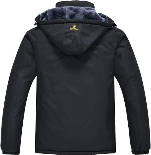 Vista 3 de JINSHI - Chaqueta de esquí para hombre, tejido polar, impermeable, rompevientos, M