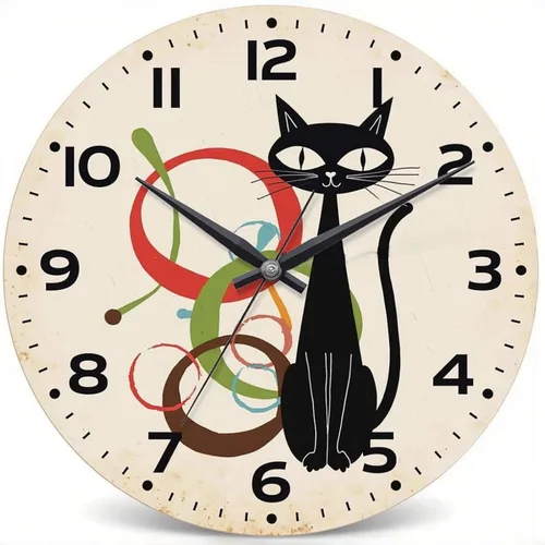 Vista 10 de Farmhouse Silent Wooden Wall Clock Non-Ticking Battery Operated 10" Retro Rustic Arabic Numerals Colorful Decorative Small Wall Clocks for Living
