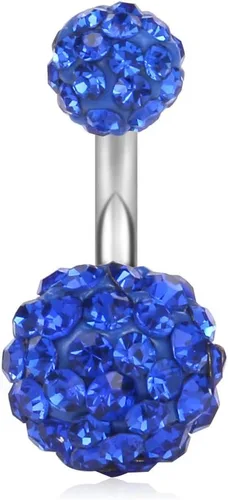 Vista 19 de Ruifan 14G 0.236 in 1/4 pulgadas 316L Acero quirúrgico cristal ferido CZ corto ombligo aretes de ombligo anillos de botón 4-6 piezas