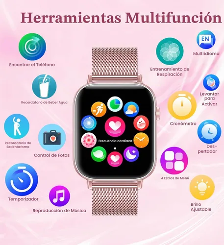 Vista 7 de Reloj inteligente de 1.83 pulgadas para mujer con llamada Bluetooth (respuesta/marcación), rastreador de actividad física con más de 100 modos