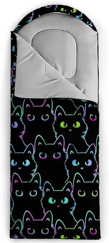 Vista 3 de BailiPromise Saco de dormir para camping, 3 estaciones, clima cálido y fresco, ligero, saco de dormir impermeable para adultos y niños, viajes y al