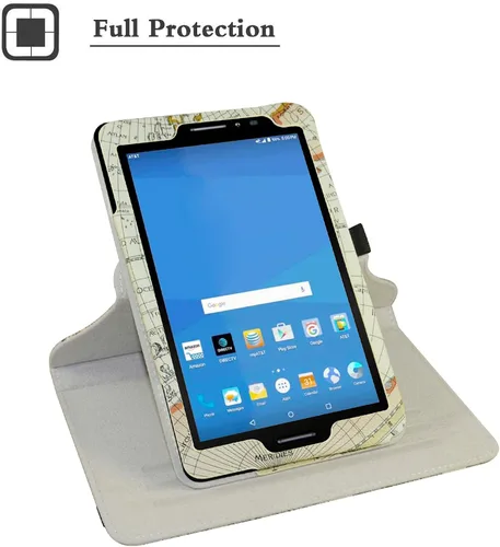 Vista 3 de AT&T Trek 2 HD - Funda giratoria (modelo 6461A), soporte giratorio de 360 grados con bonita cubierta para tableta Android ZTE Trek 2 HD K88/ZPad 8