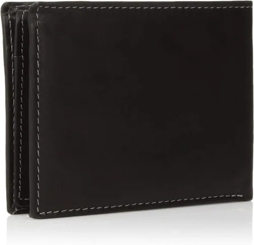 Vista 2 de Steve Madden Cartera RFID de cuero para hombre con capacidad adicional y bolsillo abatible