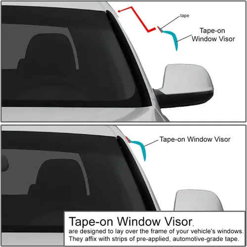 Vista 2 de Auto Dynasty 4 unidades de protector de lluvia para ventana con cinta adhesiva compatible con Mazda 3 2004-2009, acrílico