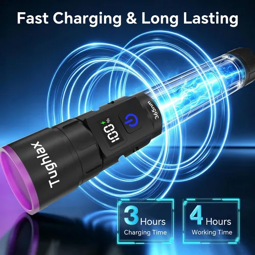 Vista 5 de Linterna de luz UV 365nm luz negra con pantalla LCD Digital
