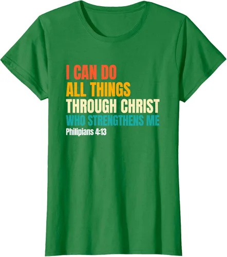 Vista 33 de I Can Do All Things Through Christ Christian Faith Camiseta, Negro, S