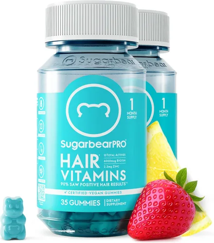 Vista 11 de SugarBearPro Vitamina para el cabello en gomitas, suministro para 1 mes, biotina extra de 6000 mcg para el crecimiento del cabello, vitamina B12