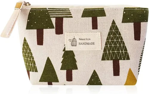 Vista 13 de Bolsa de maquillaje, organizador de viaje, neceser para mujer, pequeña funda de cosméticos para bolso, lindo embrague de almacenamiento de tela