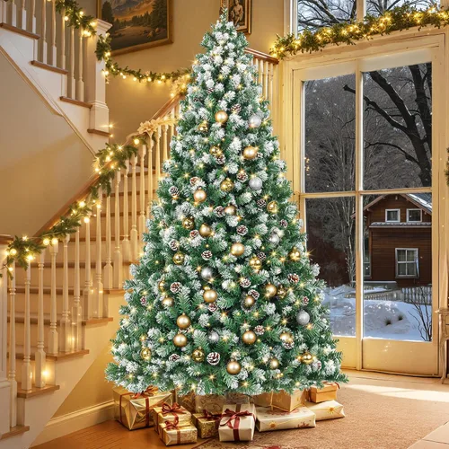 Vista 5 de HOLLO STAR Árbol de Navidad preiluminado de 7.5 pies con 379 luces LED, control de aplicación, árbol de Navidad artificial, luces RGBW multicolor