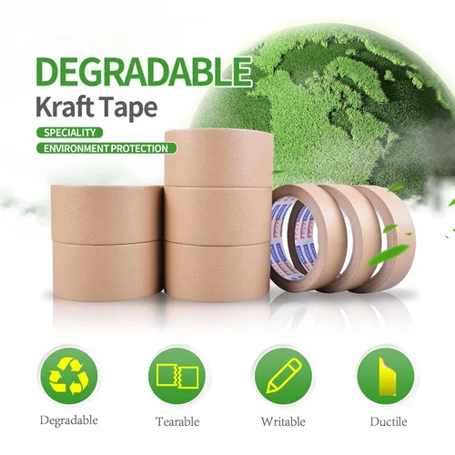 Vista 6 de Adhes - Cinta de embalaje de papel marrón biodegradable, 3 rollos de 2 pulgadas x 50 yardas, cinta de embalaje compostable y sin plástico, adhesivo