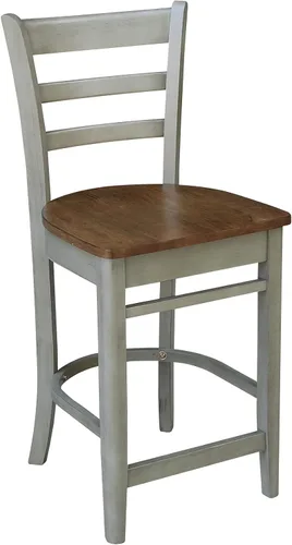 Vista 7 de IC INTERNATIONAL CONCEPTS Mesa de comedor redonda de 36 pulgadas con 2 taburetes, nogal envejecido/piedra