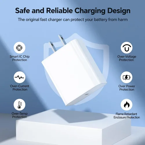 Vista 3 de Cargador rápido para iPhone 14 13 12 11, [certificado MFi], paquete de 3 bloques de carga USB C de 20W con cable de carga rápida USB C a Lightning