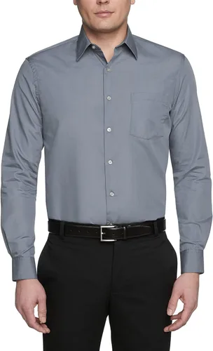 Vista 18 de Van Heusen Mens Dress Shirt Regular Fit Poplin Solid Negro