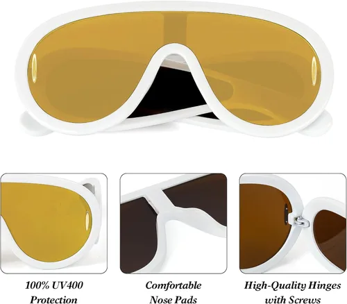 Vista 5 de MuagoChic MC2303 - Gafas de sol cuadradas de gran tamaño para mujer y hombre, estilo aviador, montura grande, gruesas, clásicas, para hombre