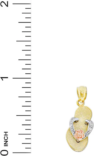 Vista 3 de Gold Flip-flop Sandal with Flower Charm - 10 Karat Solid Gold - Sandal Pendant