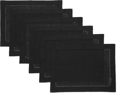 Vista 51 de Solino Home Juego de 4 manteles individuales cuadrados de 14 x 14 pulgadas, lino 100 % puro, de 14 x 14 pulgadas, dobladillo clásico, lavables a