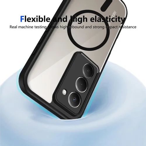 Vista 84 de Funda magnética transparente compatible con Xiaomi 17T, color negro 2 en 1 PC + TPU cubierta de teléfono a prueba de golpes, carcasa protectora