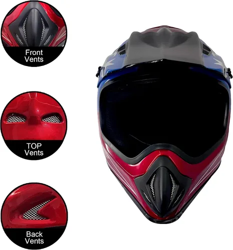 Vista 2 de KRN Casco todoterreno para adultos, casco ATV aprobado por DOT, casco de motocross dirt bike para motocicleta KY-128