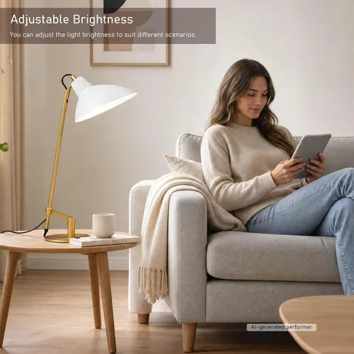 Vista 4 de Desk Lamp Modern Industrial 100% Metal Adjustable Table Lamp 24", Natural Light (4000K) with Dimmer, Ideal for Office Bedroom Study Room Living Room
