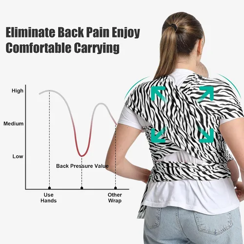 Vista 5 de Portabebés a la moda, diseño ergonómico de manos libres, elástico y ergonómico para bebés de 7 a 35 libras, suave y cómodo Negro
