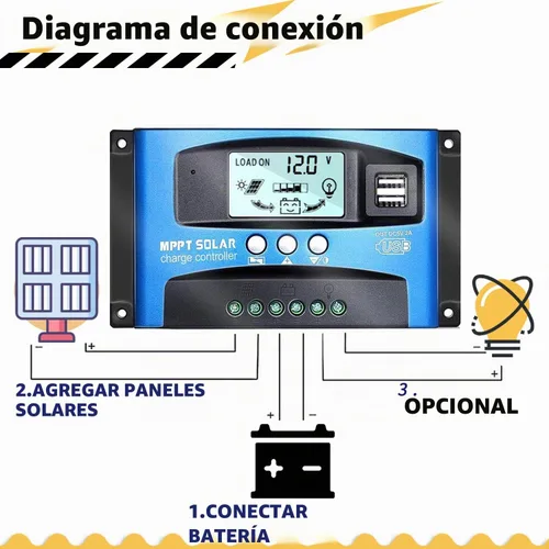 Vista 3 de EpRec MPPT 100A 12V/24V Controlador Regulador de Carga de Panel Solar con Seguimiento Automático de Enfoque, Puerto USB Dual, Pantalla LCD, Nueva