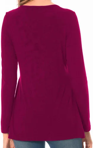 Vista 7 de Bearsland Camiseta de lactancia para mujer, cuello redondo, ropa de embarazo Ajwine Rojo