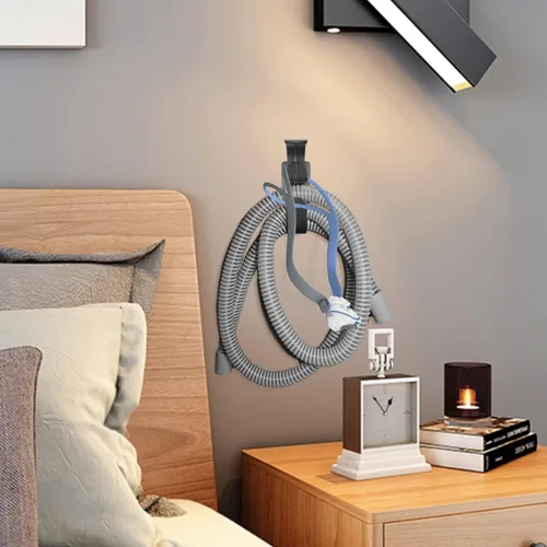 Vista 7 de Percha de manguera CPAP con función antidesenganche, gancho para máscara y soporte de tubo, organizador de suministros, evita enredos de manguera
