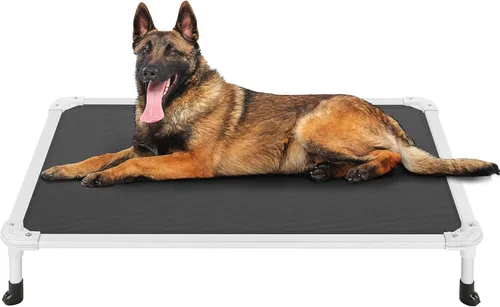 Vista 14 de Veehoo Cama elevada para perros a prueba de mordidas - Cuna elevada refrescante para mascotas - Marco de aluminio plateado y tela de malla