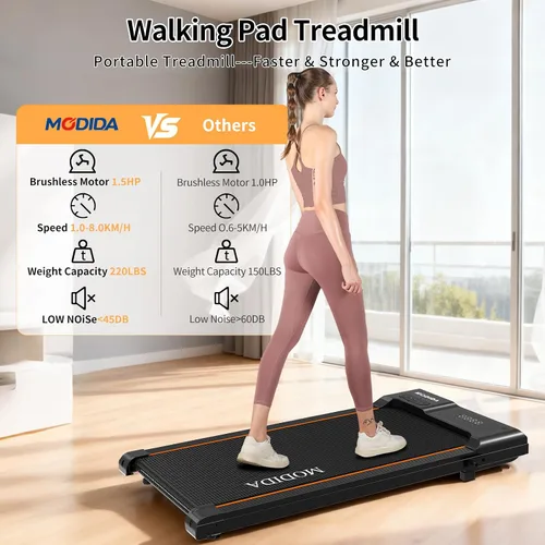 Vista 3 de 3-in-1 Treadmill for Home, Portable Walking Pad with Hand & Running Machine with Remote Control & LED Display, Compact Electric Treadmill for Home &