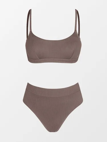Vista 4 de CUPSHE Conjunto de bikini de dos piezas para mujer, traje de baño de cintura alta con cuello redondo