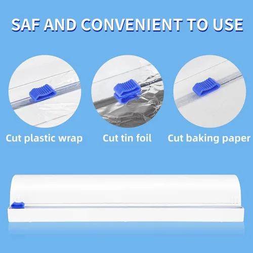 Vista 4 de Dispensador de plástico recargable con cortador deslizante, envoltura adhesiva Fovanga con cortador deslizante para dispensador de papel de aluminio