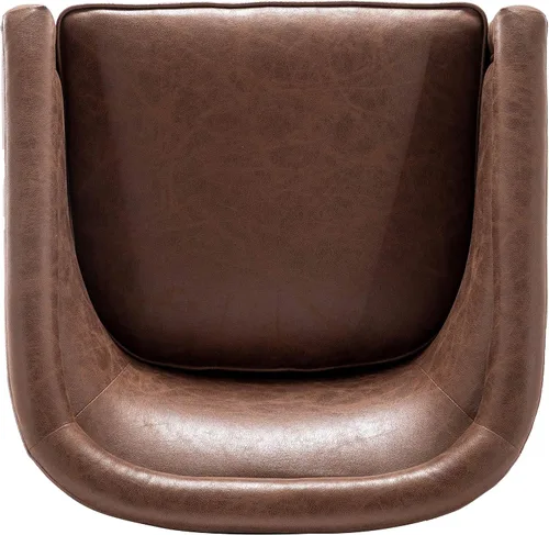 Vista 9 de Wovenbyrd Silla clásica Mid-Century giratoria de 360 grados, piel sintética marrón claro Marrón Oscuro Cuero (Dark Brown Faux Leather)