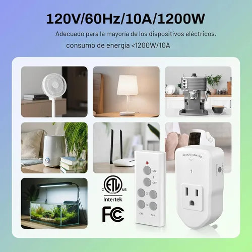 Vista 8 de BN-LINK Interruptor eléctrico de tomacorriente inalámbrico de control remoto para luces, ventiladores, luces navideñas, pequeños electrodomésticos