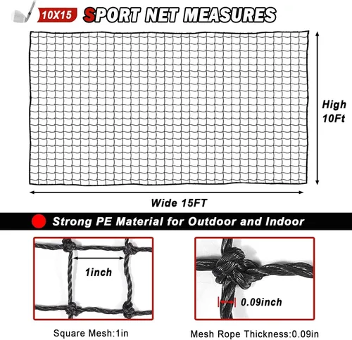 Vista 2 de Golf Practice Net, Heavy Duty PE Sports Barrier Netting