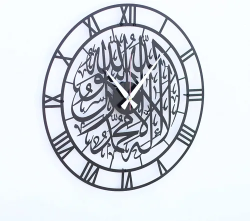 Vista 5 de iwa concept Primer reloj silencioso islámico de metal Kalima Decoraciones de pared de Ramadán islámico Regalo moderno de inauguración de la casa