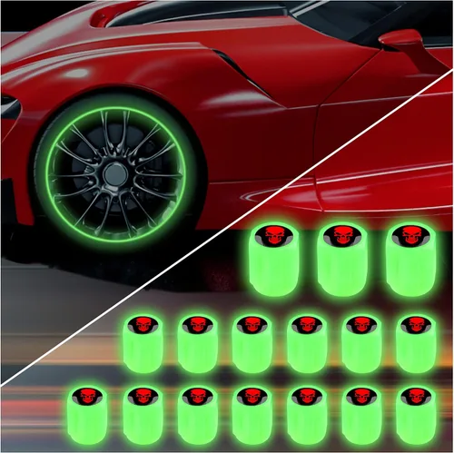 Vista 24 de 16 PCS tapones fluorescentes para vástago de válvula de neumático, tapones luminosos para válvula de aire de rueda de automóvil, accesorios