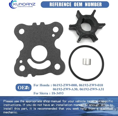 Vista 3 de 06192-ZW9-000 18-3493 Kit de reparación del impulsor de la bomba de agua para Honda Sierra 8 9.9 15 20 HP fuera de borda 8HP 9.9HP 15HP 20HP