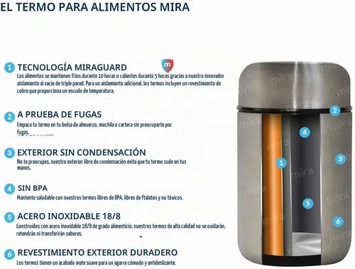 Vista 4 de MIRA Termo de alimentos aislado de 9 oz para alimentos calientes y sopa, contenedor de almuerzo al vacío de acero inoxidable compacto - rosa