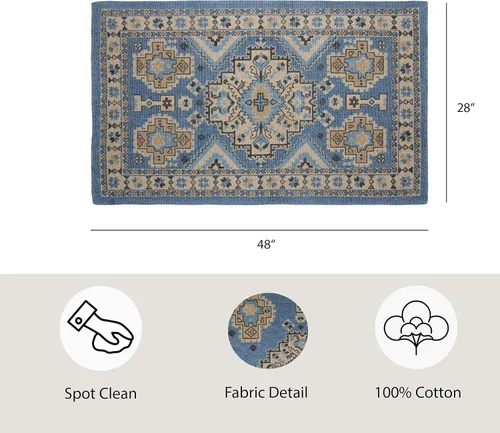 Vista 3 de French Connection Alfombra lavada a la piedra Estilo Halyn Ink Decoración bohemia moderna para el hogar Alfombra rectangular 100% algodón