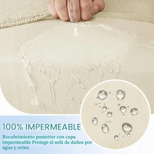 Vista 3 de HDCAXKJ Fundas de cojines de sofá seccional 100% impermeables, 8 piezas, funda seccional en forma de L, funda elástica para asiento de sofá chaise