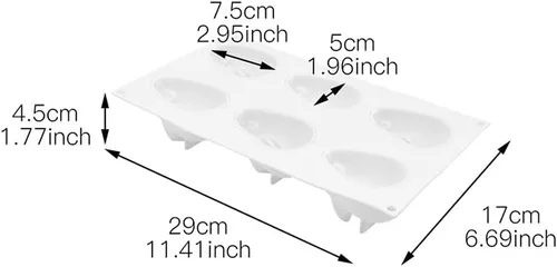 Vista 3 de Molde de silicona para pastel de conejo de 6 cavidades para mousse de chocolate, postre, jalea, pudín, helado, pastelería, pan, horno, herramientas