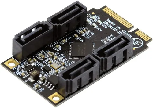 Vista 9 de Cablecc NGFF clave A+E PCI Express a SATA 3.0 6Gbps adaptador de doble puerto convertidor tarjeta de extensión de disco duro JMB582 2230