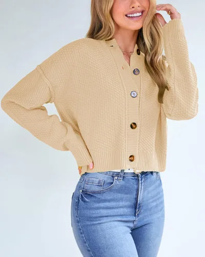 Vista 7 de PRETTYGARDEN Womens Open Front Button Down Cropped Cardigan